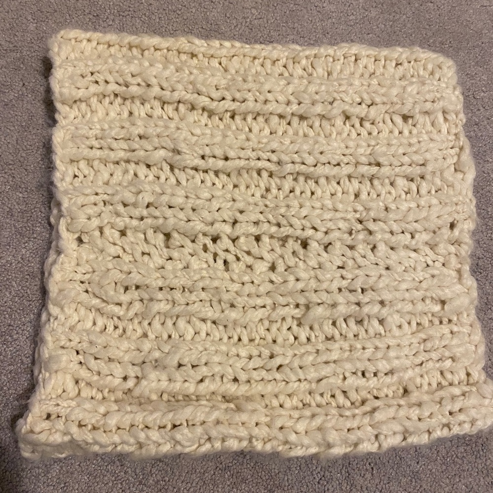 Knitted off white infinity scarf